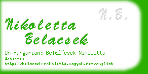 nikoletta belacsek business card